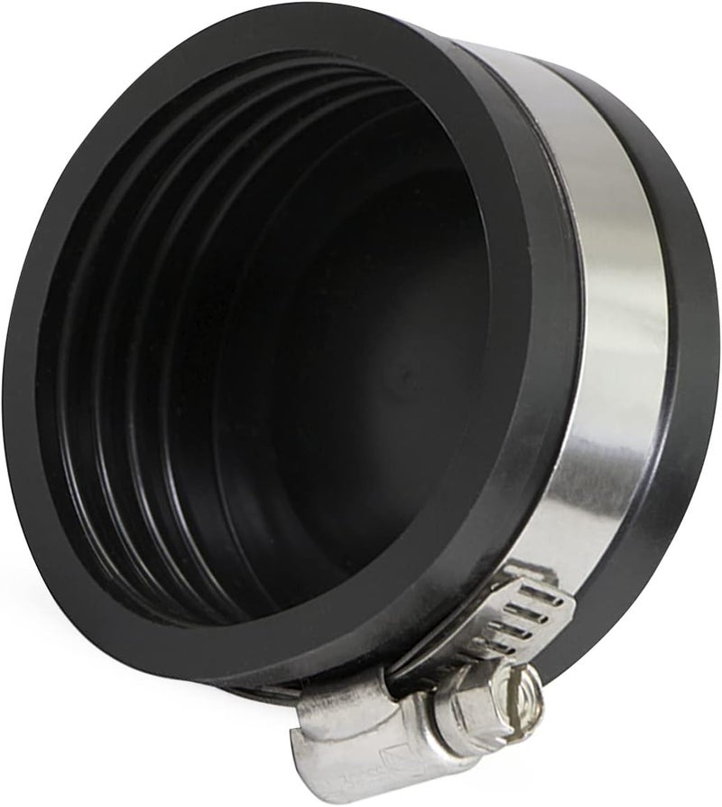 Supply Giant 39334 Flexible PVC Pipe Cap with Stainless Steel Clamp, 1.9" Inner Diameter for 1-1/2" Nominal Pipe, Black - Image 1